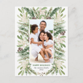 Cartão postal de Natal Floral de Watercolor