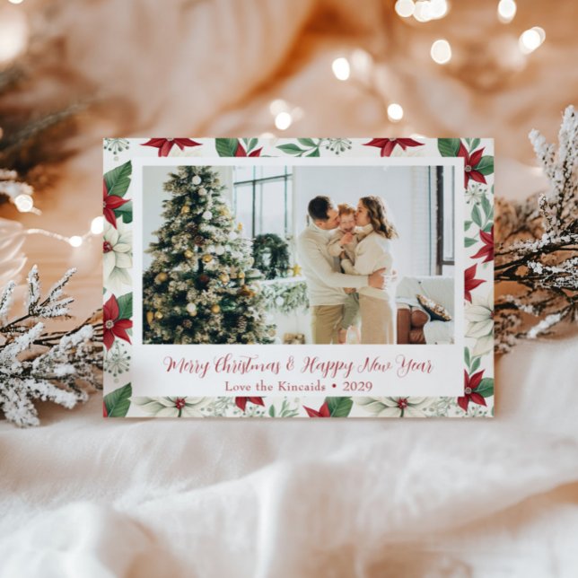 Cartão postal de Natal Floral Poinsettia (Criador carregado)