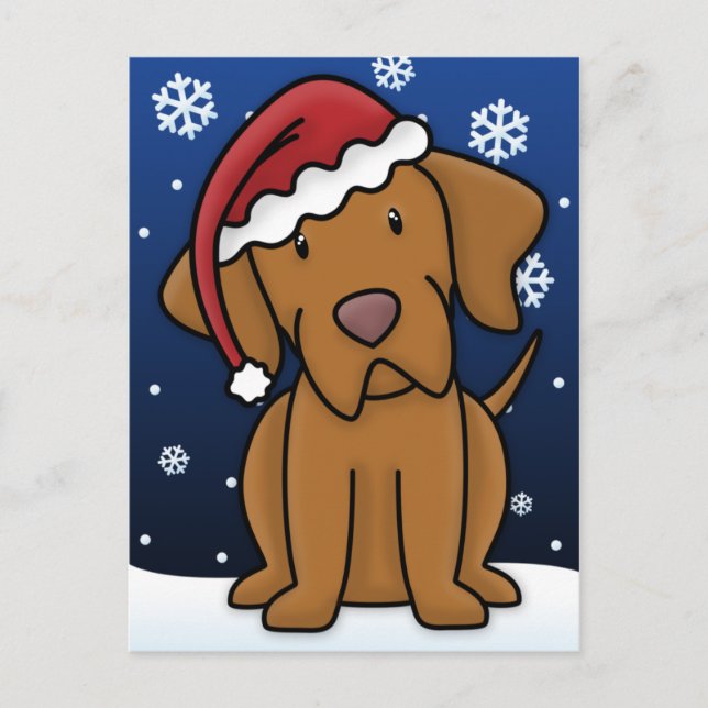 Cartão postal de Natal Kawaii Vizsla (Frente)