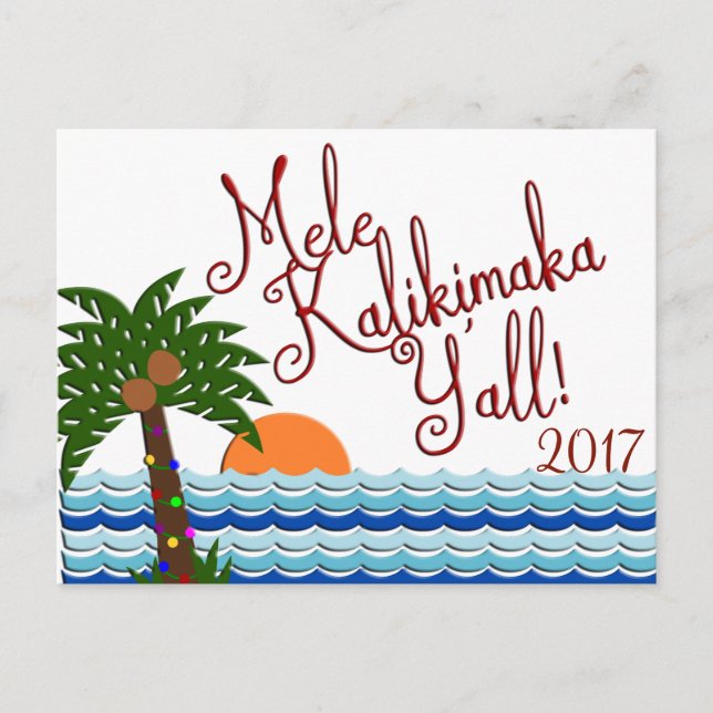 Cartão postal de Natal Mele Kalikimaka Y'all (Frente)
