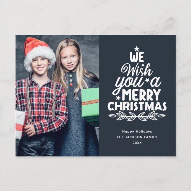 Cartão postal de Natal Merry 2 fotos (Frente)