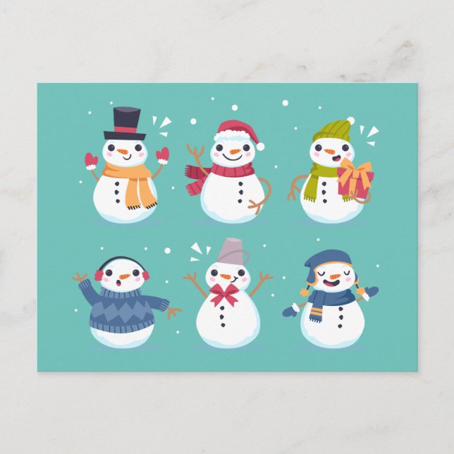 Cartão postal de Natal para Bonito Snowman (Frente)