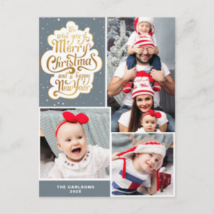 Cartão postal de Natal para cinzas de tipografia e