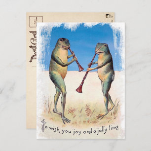 Cartão postal de Natal para Sapos de Música Vintag