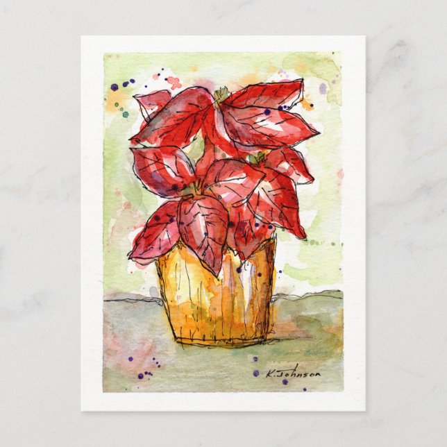 Cartão postal de Natal Poinsettia (Frente)