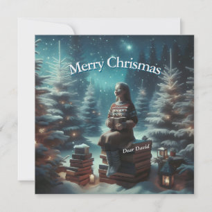 Cartão postal de Natal quadrado tradicional vintag