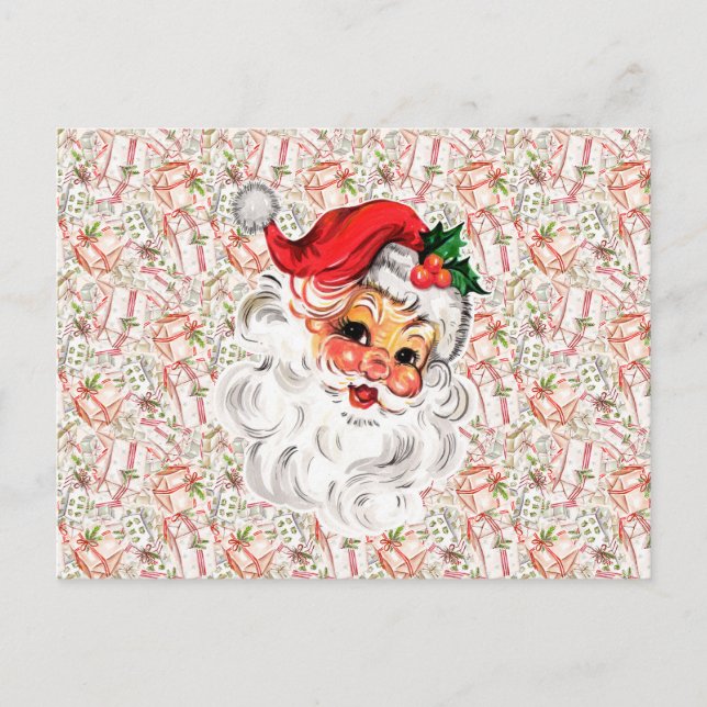Cartão postal de Natal retrô das festas (Frente)