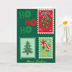 Cartão Postal de Natal Retro - Musgo, Árvore e P