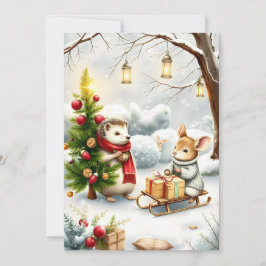 cartão postal de natal vintage com animais