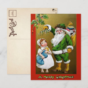 Cartão postal de Natal Vintage Creepy Mistletoe
