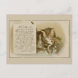 Cartão postal de Natal Vintage Kitten