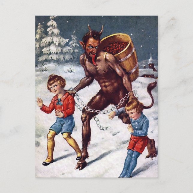 Cartão postal de Natal Vintage Krampus (Frente)