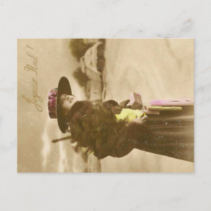 Cartão postal de Natal Vintage Lady