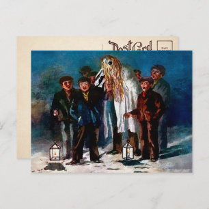 Cartão postal de Natal Vintage Mari Lwyd