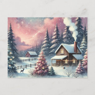 Cartão postal de Natal Vintage Watercolor