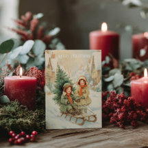 Cartão postal de Natal vitoriano antigo
