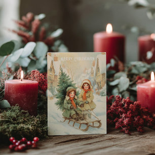 Cartão postal de Natal vitoriano antigo