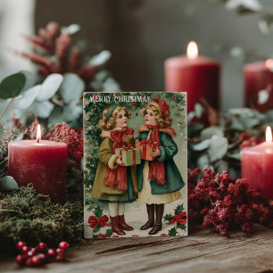 Cartão postal de Natal vitoriano antigo