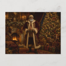 Cartão postal de Natal vitoriano do Papai Noel Neg