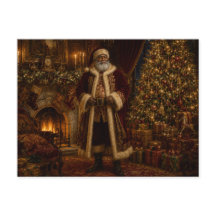 Cartão postal de Natal vitoriano do Papai Noel Neg