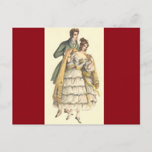 Cartão postal de Natal Vitoriano Vermelho Casal Vi (Frente)