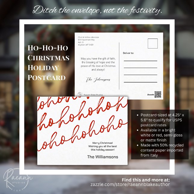 Cartão postal de Natal White Ho-Ho-Ho (Criador carregado)