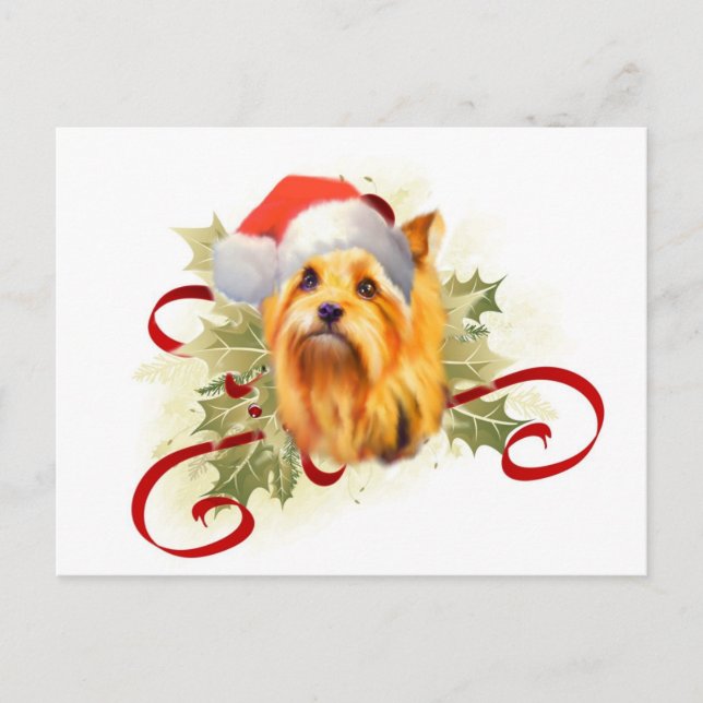 Cartão postal de Natal Yorkshire Terrier (Frente)