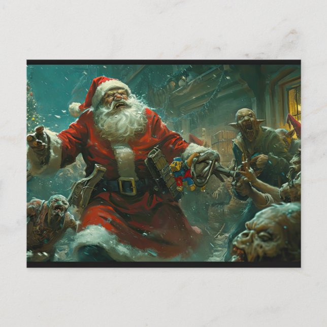Cartão postal de Natal Zombie feliz (Frente)