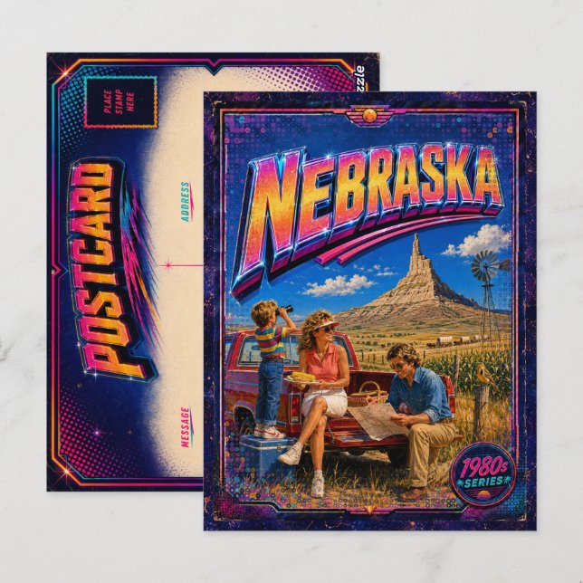 Cartão Postal de Nebraska dos Anos 80 Retrô (Frente/Verso)