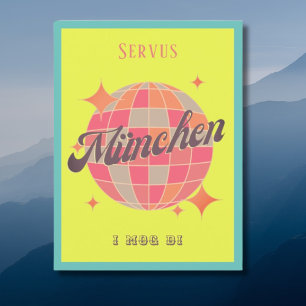 Cartão postal de néon Retro Servus Alemanha Münche