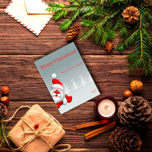 Cartão postal de neve da árvore natalícia Santa Cl