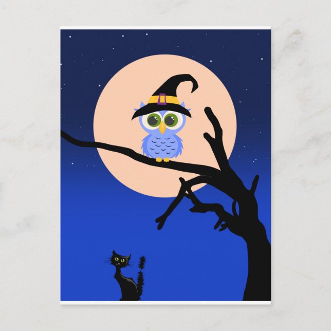 Cartão postal de noite assustadora de Halloween co (Frente)
