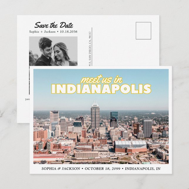 Cartão Postal de Noivado Retro de Indianápolis (Frente/Verso)