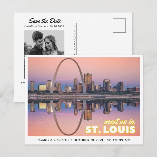Cartão Postal de Noivado Retro de St. Louis (Frente/Verso)