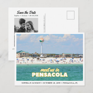 Cartão Postal de Noivado Retro Pensacola Casamento