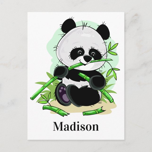 Cartão postal de nome personalizado do Panda (Frente)