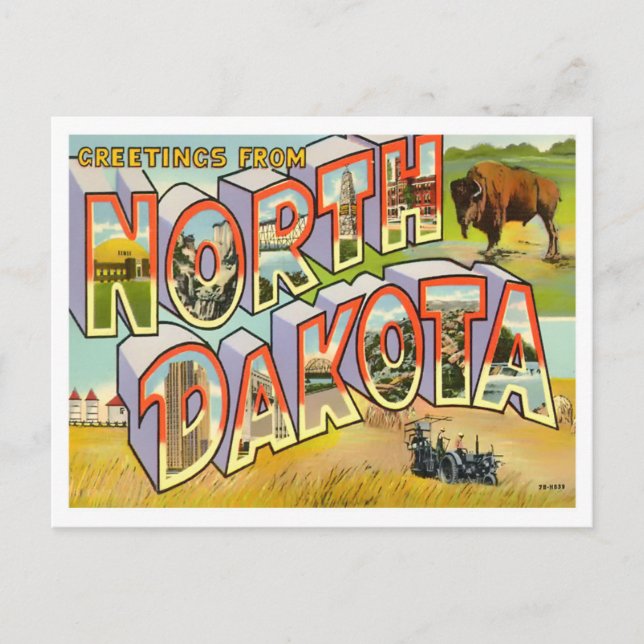 Cartão postal de North Dakota Big Letters (Frente)