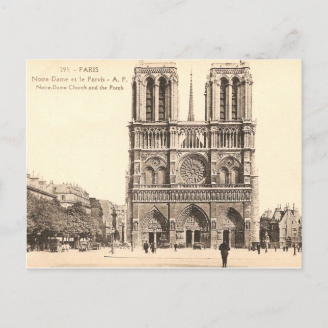 Cartão postal de Notre Dame em Paris (Frente)