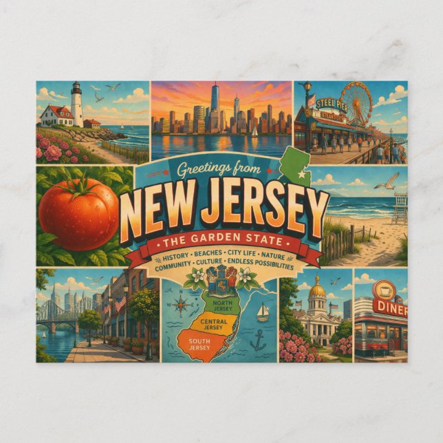 Cartão postal de Nova Jersey (Frente)