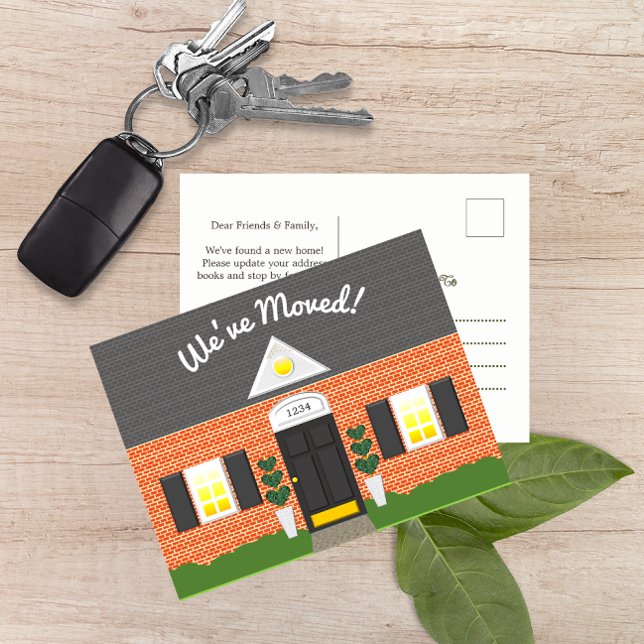 Cartão postal de novo endereço de fachada de casa  (Criador carregado)