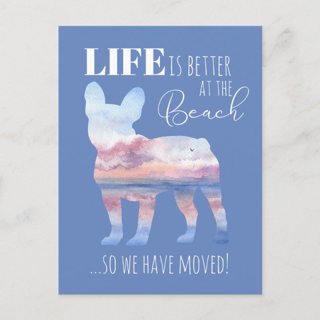 Cartão postal de novo endereço para Bulldog Francê (Frente)