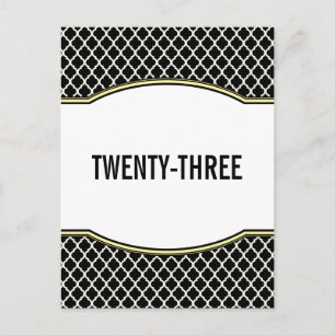 Cartão postal de número de mesa em quatro folhas a
