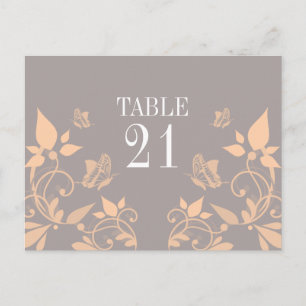 Cartão Postal de Número de Mesa Floral Borboleta P