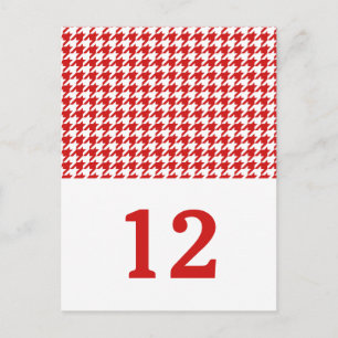 Cartão postal de número de tabela Red Houndstooth