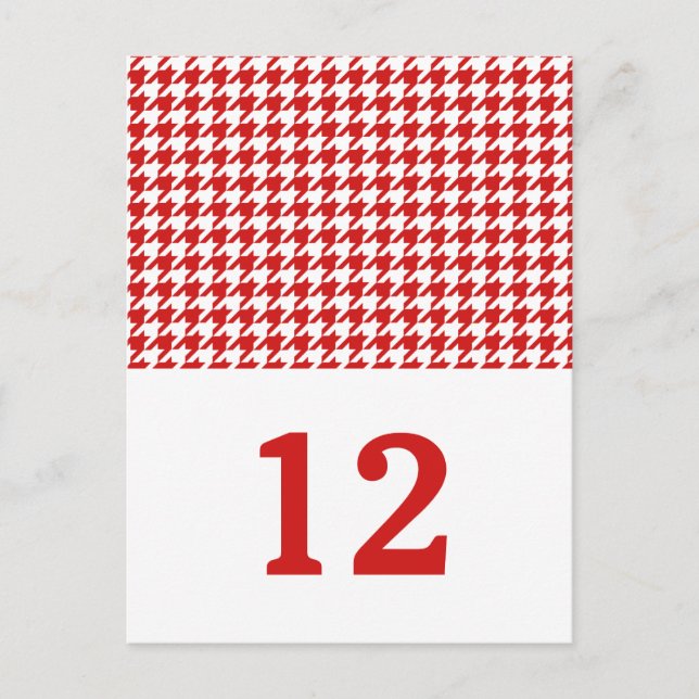 Cartão postal de número de tabela Red Houndstooth (Frente)