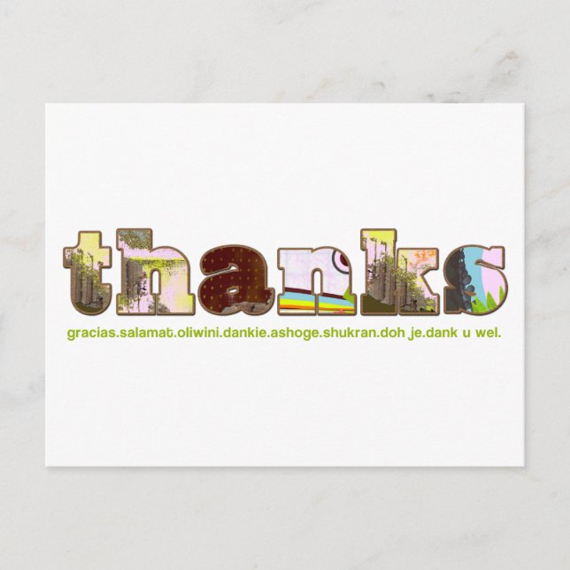 Cartão postal de obrigados - multilíngue (Frente)