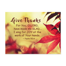 Dê Obrigados, Salm 92:4 Bíblia Verso