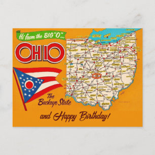 Cartão postal de ocasiões do mapa de Ohio