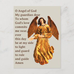 Cartão postal de oração do anjo do Guardião