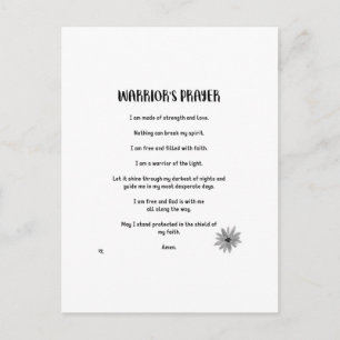CARTÃO POSTAL DE ORAÇÃO DO WARRIOR